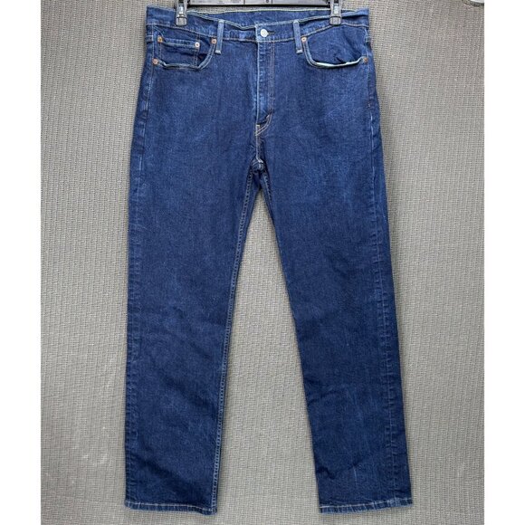 Levis Strauss 514 Mens W38 L34 Blue Straight Fit Jeans Dark Wash Denim - Picture 1 of 12
